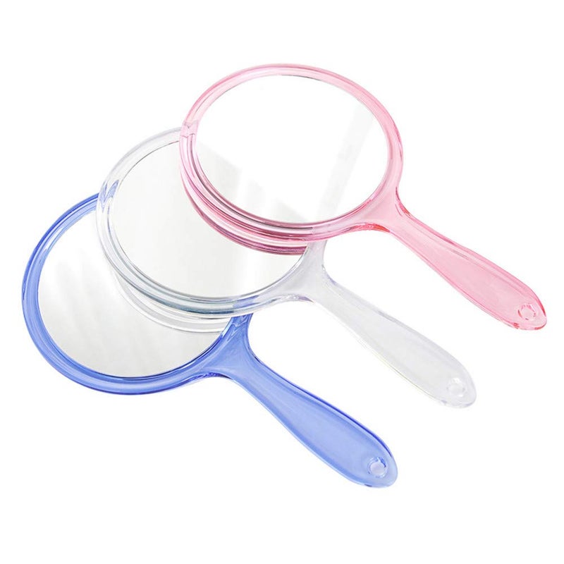 TOPYHL Makeup Hand Mirror, Double-Sided 3X 1x Magnifying Large Travel Handheld Mirror Cosmetic Mirror Acrylic Clear Finish Round Mirror (Clear) - Image 5